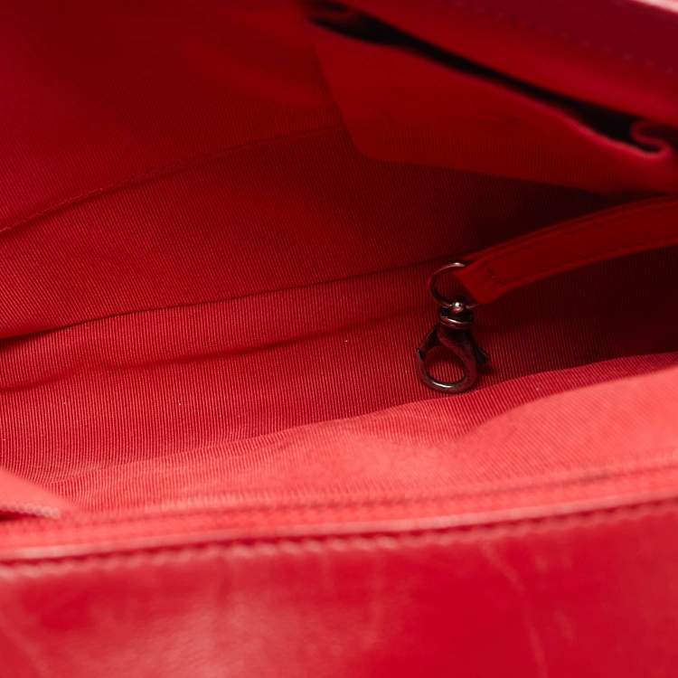 Pre Owned Chanel Boy Large Black/Red Quilted Leather Flap Bag