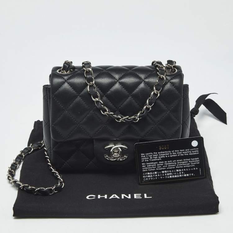Pre Owned Chanel CC Mini Black Quilted Leather Square Flap Bag