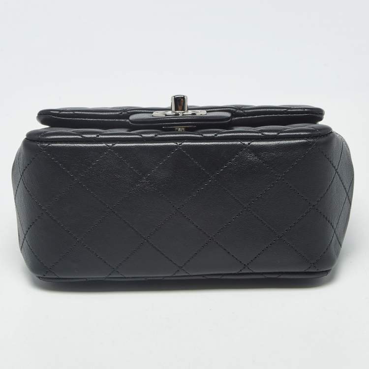 Pre Owned Chanel CC Mini Black Quilted Leather Square Flap Bag
