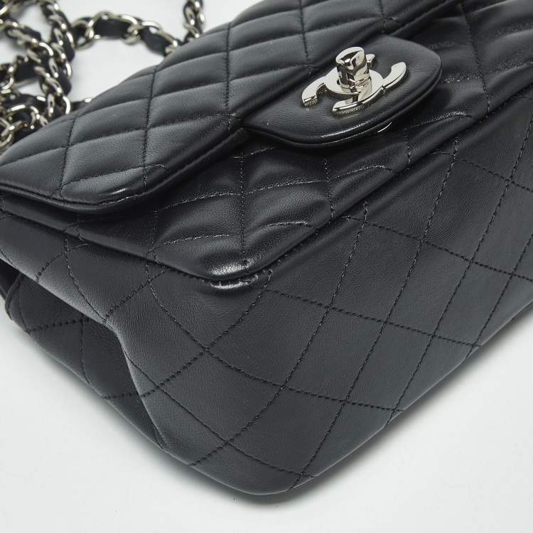 Pre Owned Chanel CC Mini Black Quilted Leather Square Flap Bag