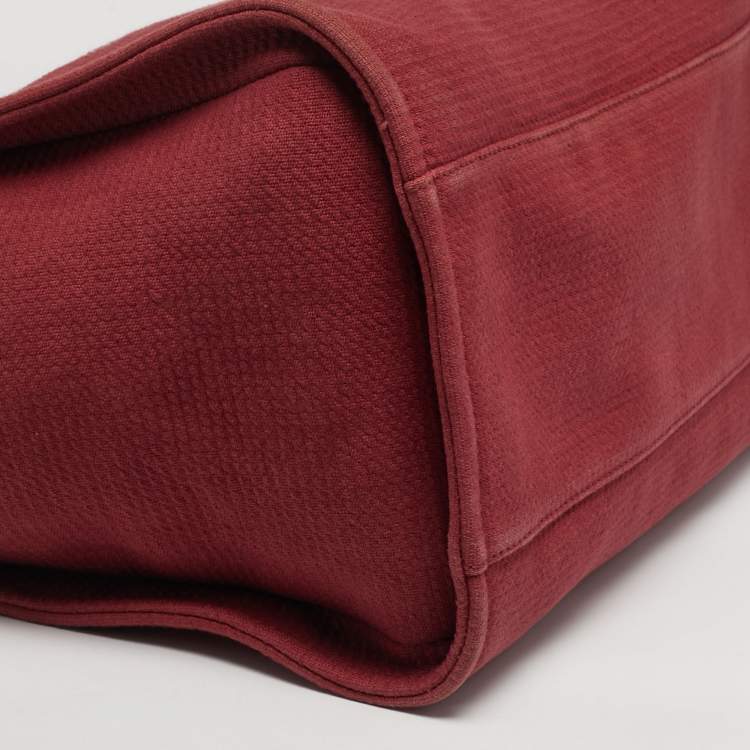 Pre Owned Chanel Deauville Burgundy Large Canvas and Leather Shopper Tote