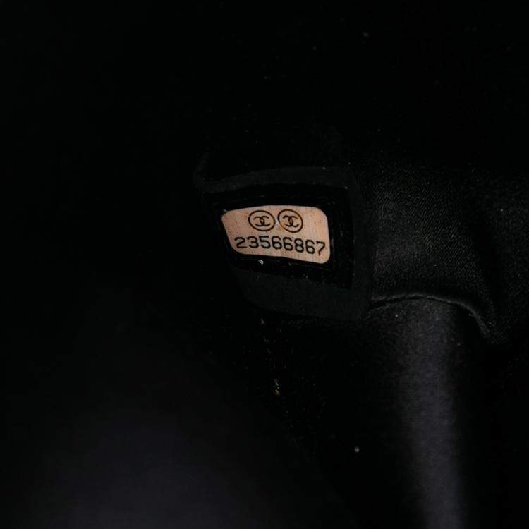 Pre Owned Chanel Black CC Lambskin Embroidered Clutch With Chain