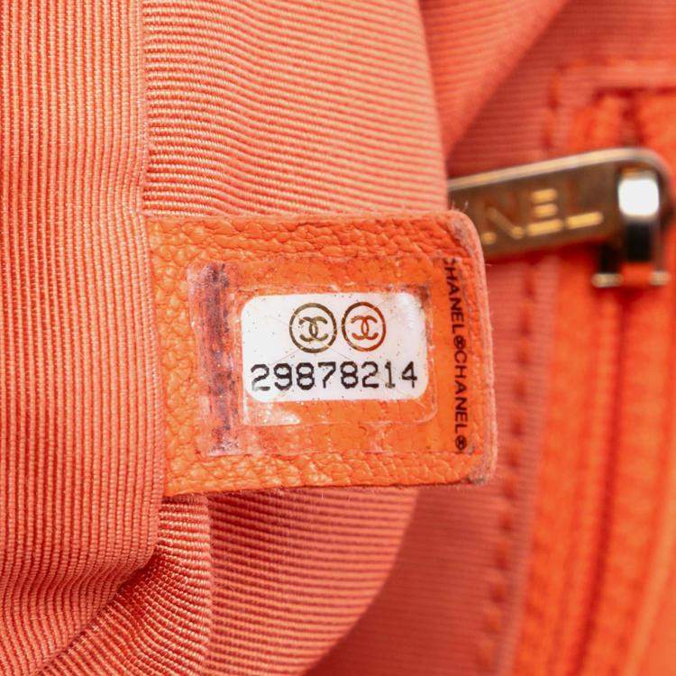 Pre Owned Chanel Orange Medium Lambskin 19 Flap