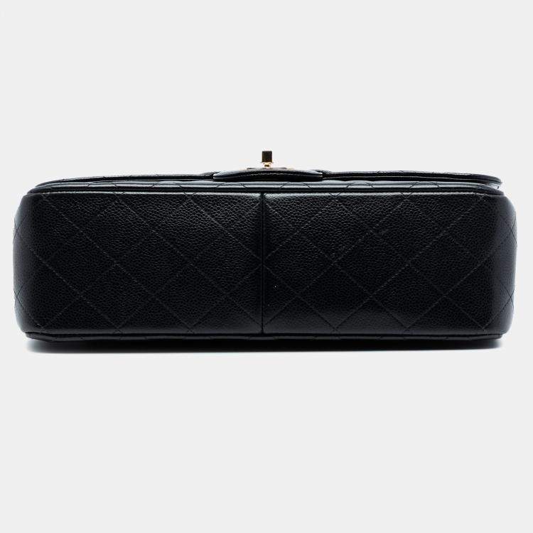 Pre Owned Chanel Black Jumbo Classic Caviar Double Flap