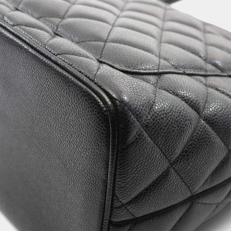 Pre Owned Chanel Medallion Black Caviar Leather Tote Bag