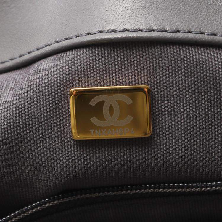 Pre Owned Chanel 19 Large Grey Leather Shoulder Bag