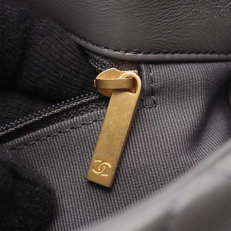 Pre Owned Chanel 19 Large Grey Leather Shoulder Bag