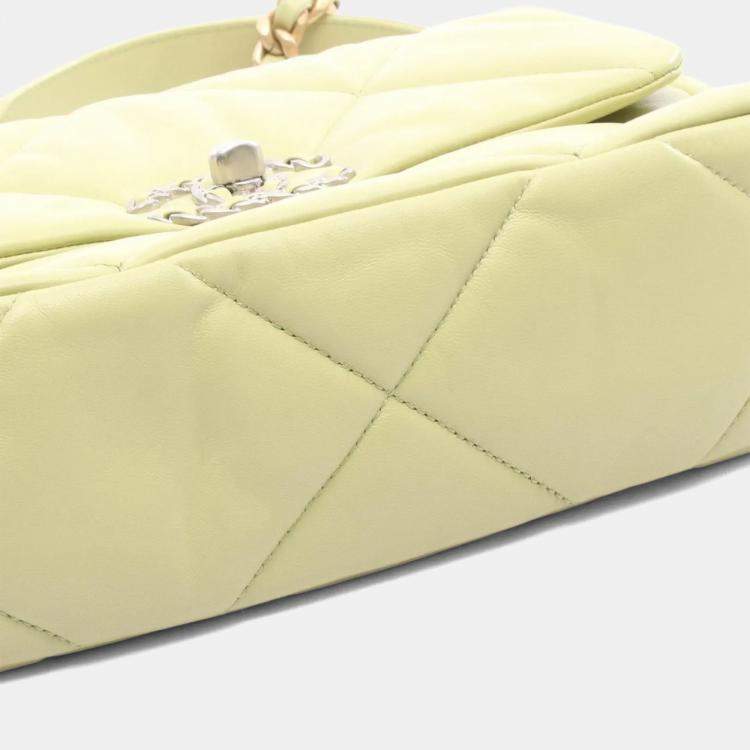 Pre Owned Chanel 19 Green Leather Flap Shoulder Bag