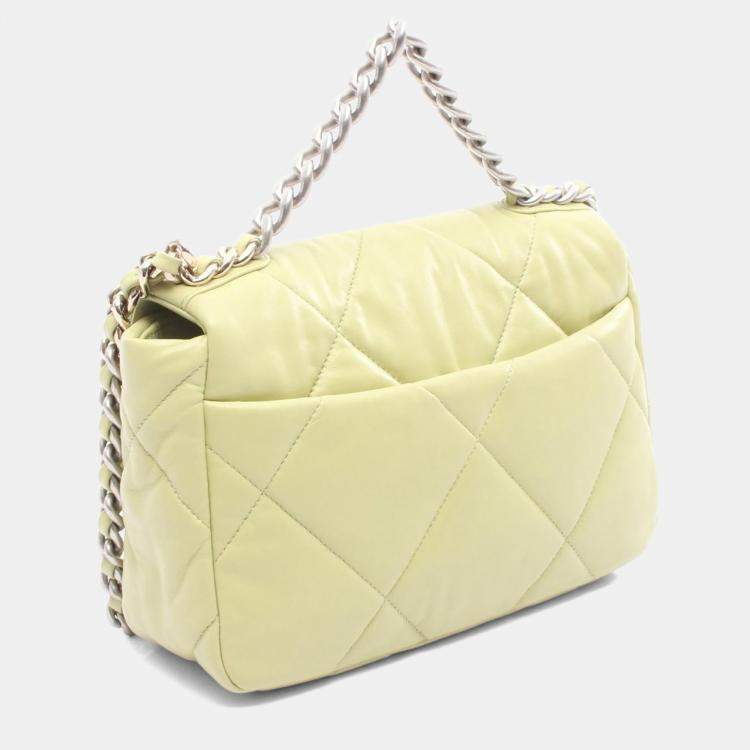 Pre Owned Chanel 19 Green Leather Flap Shoulder Bag