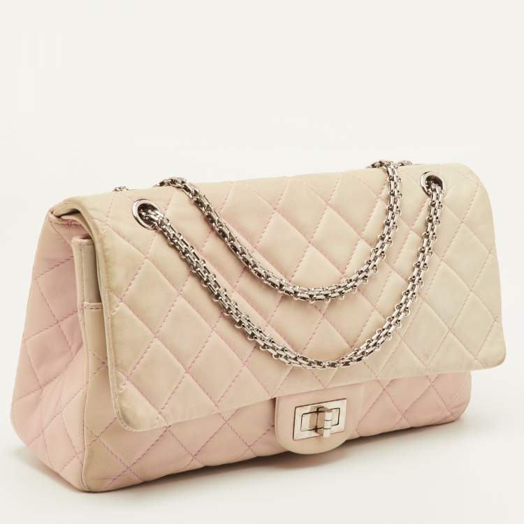Pre Owned Chanel 2.55 Reissue 227 Degrade Pink/Cream Quilted Leather Flap Bag