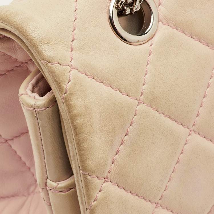 Pre Owned Chanel 2.55 Reissue 227 Degrade Pink/Cream Quilted Leather Flap Bag