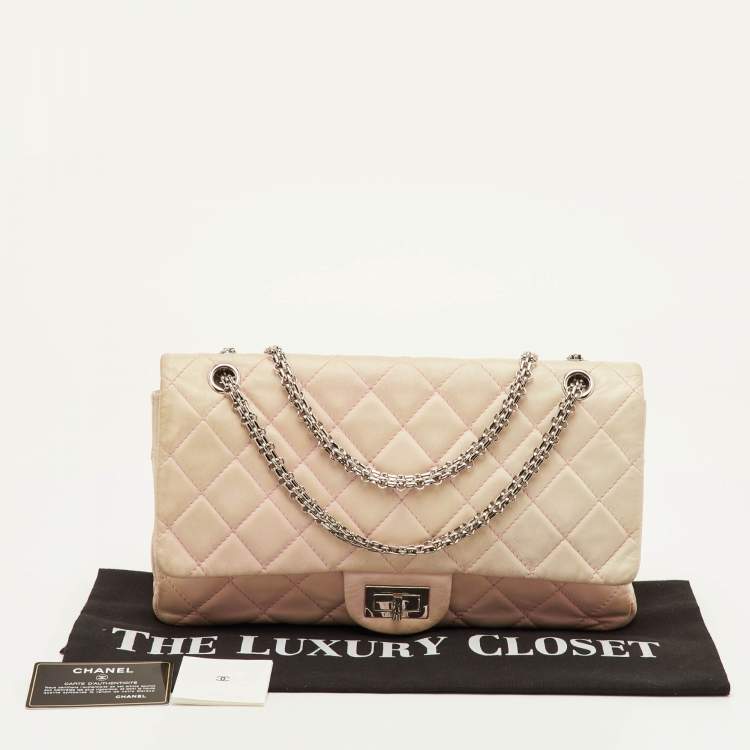 Pre Owned Chanel 2.55 Reissue 227 Degrade Pink/Cream Quilted Leather Flap Bag