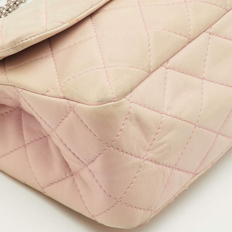 Pre Owned Chanel 2.55 Reissue 227 Degrade Pink/Cream Quilted Leather Flap Bag