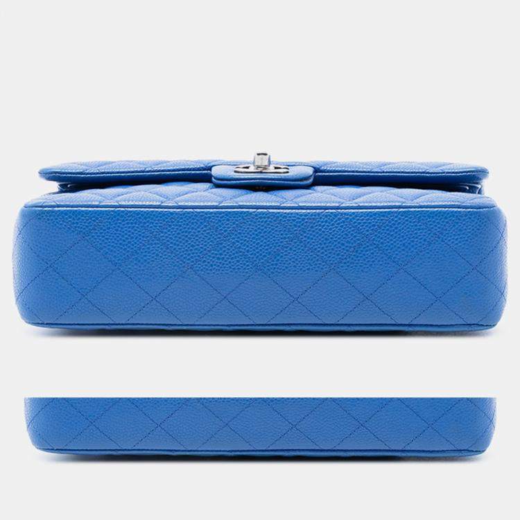 Pre Owned Chanel Blue Medium Classic Caviar Double Flap