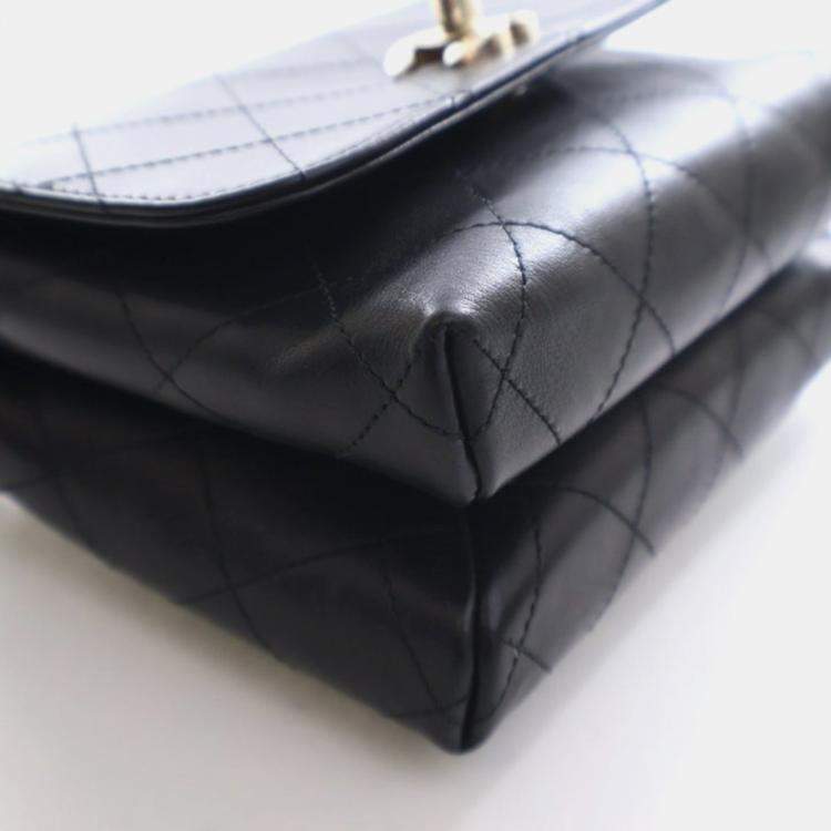 Pre Owned Chanel Small Calfskin Double Pocket Top Handle