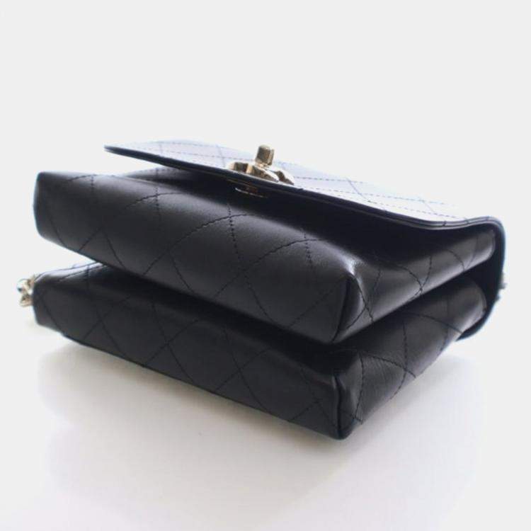 Pre Owned Chanel Small Calfskin Double Pocket Top Handle