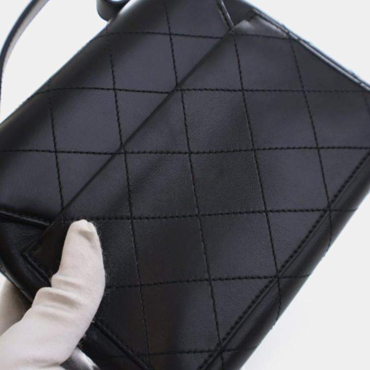 Pre Owned Chanel Small Calfskin Double Pocket Top Handle