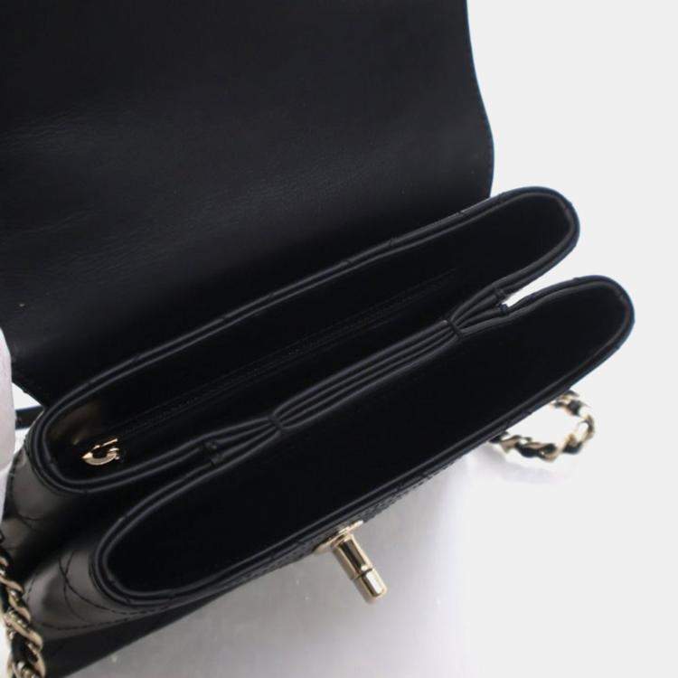 Pre Owned Chanel Small Calfskin Double Pocket Top Handle