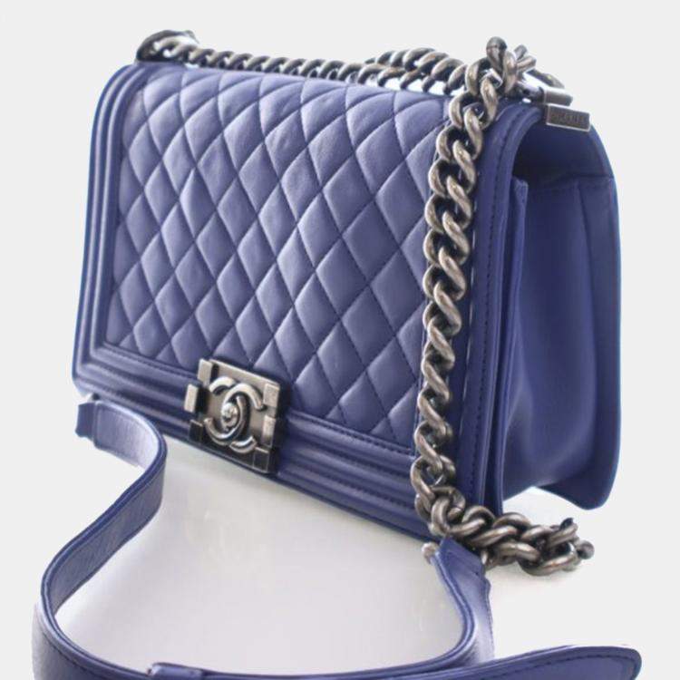 Pre Owned Chanel Medium Lambskin Boy Bag
