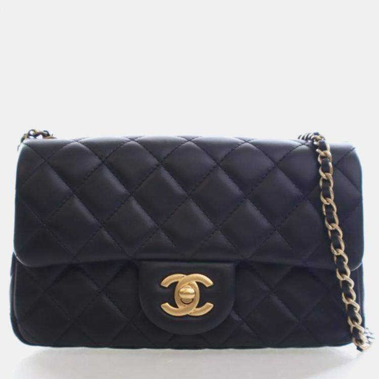 Pre Owned Chanel Mini Lambskin Rectangular Pearl Crush Flap Bag