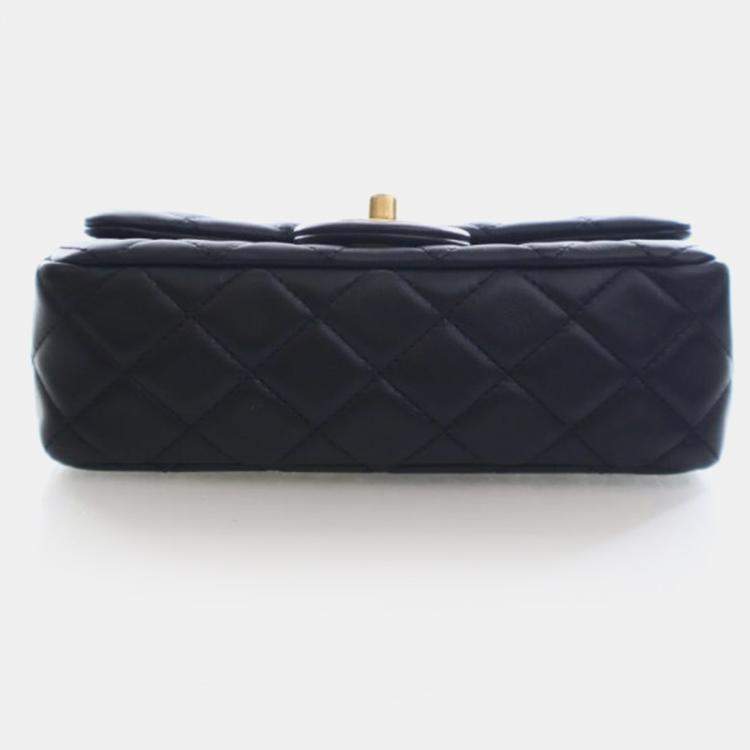 Pre Owned Chanel Mini Lambskin Rectangular Pearl Crush Flap Bag