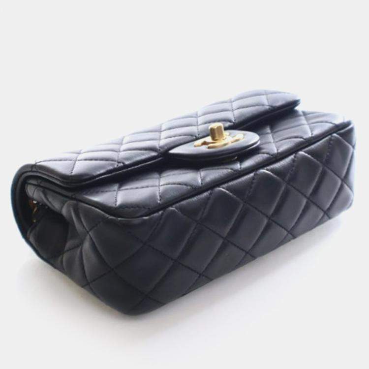 Pre Owned Chanel Mini Lambskin Rectangular Pearl Crush Flap Bag