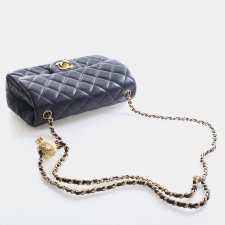 Pre Owned Chanel Mini Lambskin Rectangular Pearl Crush Flap Bag