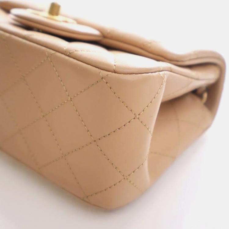 Pre Owned Chanel Mini Lambskin Square Pearl Crush Flap Bag