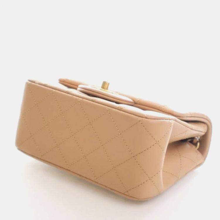 Pre Owned Chanel Mini Lambskin Square Pearl Crush Flap Bag