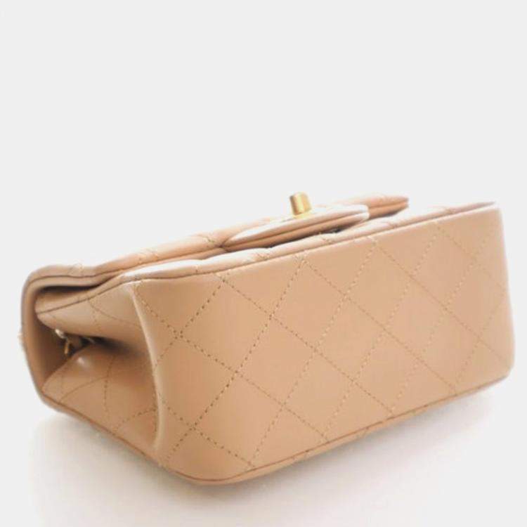 Pre Owned Chanel Mini Lambskin Square Pearl Crush Flap Bag