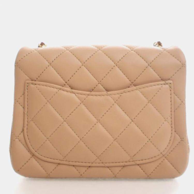 Pre Owned Chanel Mini Lambskin Square Pearl Crush Flap Bag