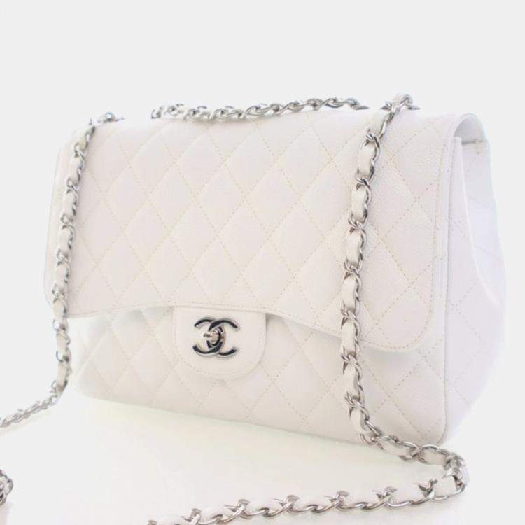 Pre Owned Chanel Jumbo Caviar Classic Single Flap Bag