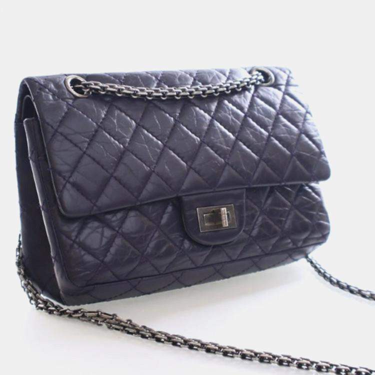 Pre Owned Chanel Crumpled Calfskin Reissue 2.55 Flap Bag 225