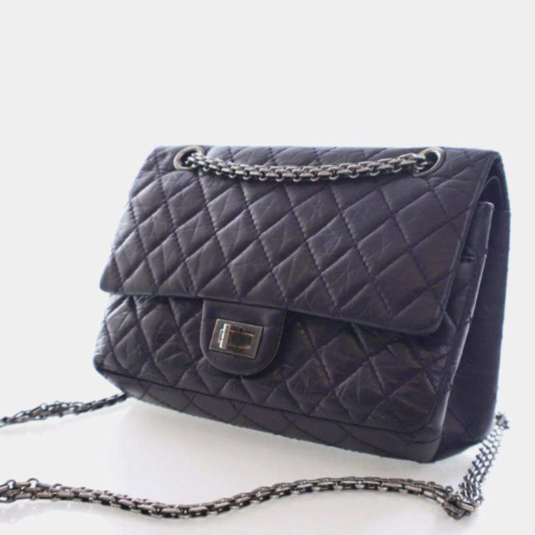 Pre Owned Chanel Crumpled Calfskin Reissue 2.55 Flap Bag 225