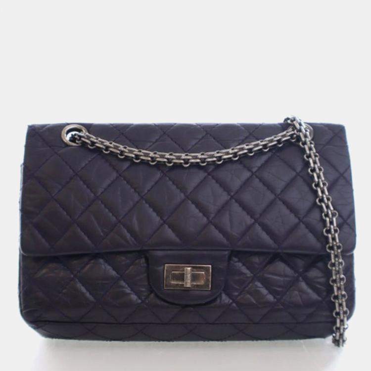 Pre Owned Chanel Crumpled Calfskin Reissue 2.55 Flap Bag 225