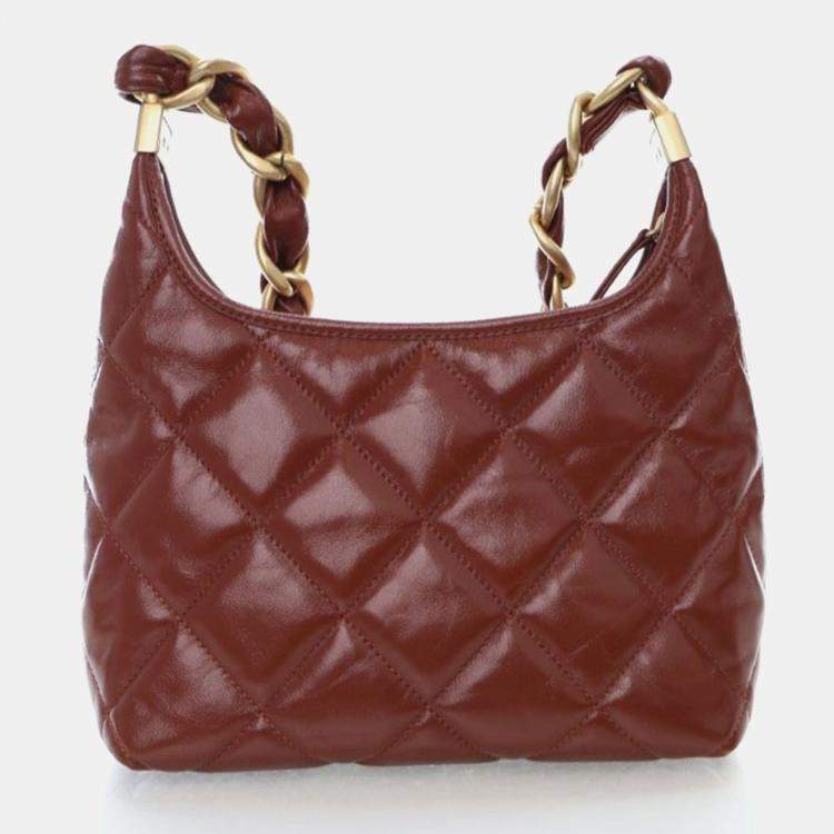 Pre Owned Chanel Small Crumpled Lambskin Funky Town Hobo Bag