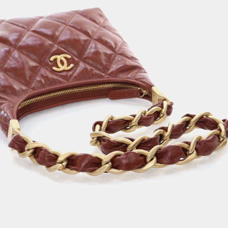 Pre Owned Chanel Small Crumpled Lambskin Funky Town Hobo Bag