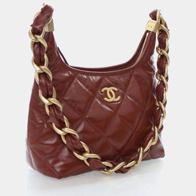 Pre Owned Chanel Small Crumpled Lambskin Funky Town Hobo Bag