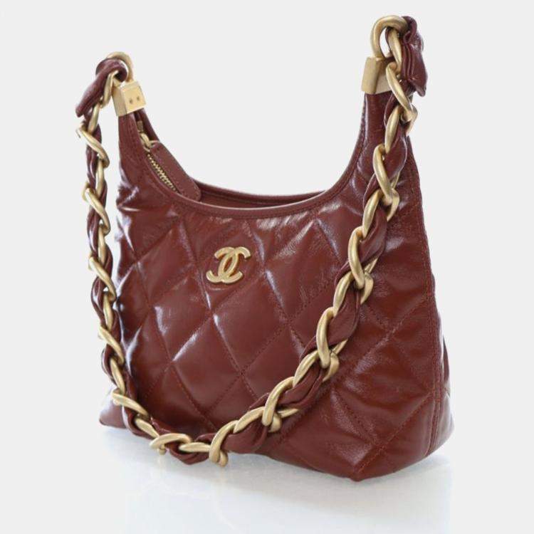Pre Owned Chanel Small Crumpled Lambskin Funky Town Hobo Bag