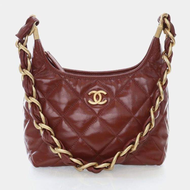 Pre Owned Chanel Small Crumpled Lambskin Funky Town Hobo Bag