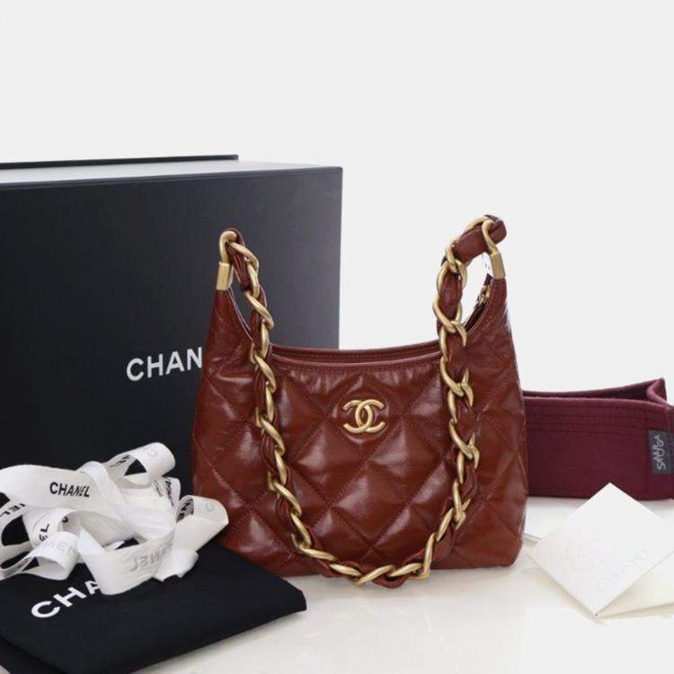 Pre Owned Chanel Small Crumpled Lambskin Funky Town Hobo Bag