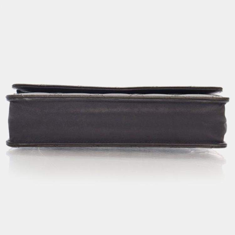 Pre Owned Chanel Striated Patent Classic Wallet On Chain (WOC)