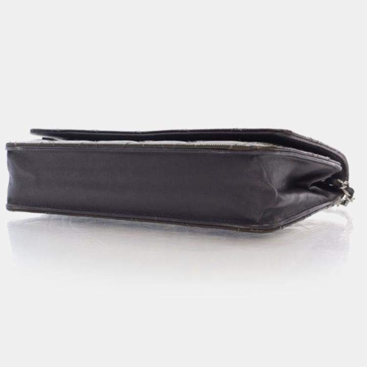 Pre Owned Chanel Striated Patent Classic Wallet On Chain (WOC)