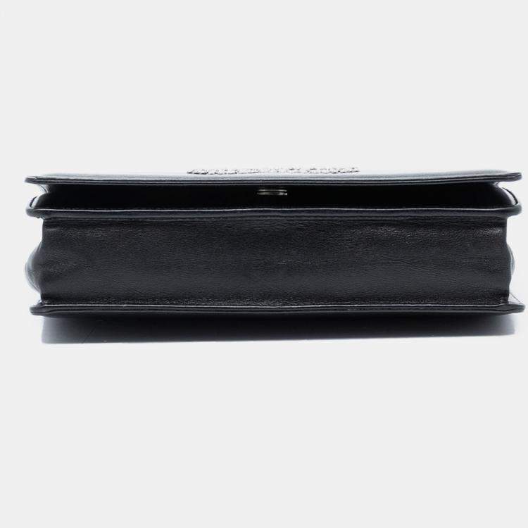 Pre Owned Chanel Black Studded Lambskin CC Wallet on Chain