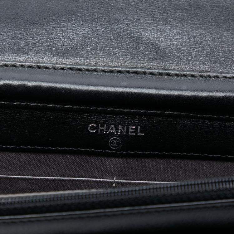 Pre Owned Chanel Black Studded Lambskin CC Wallet on Chain