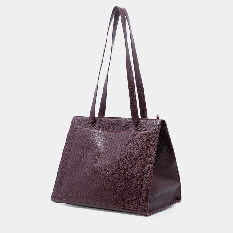 Pre Owned Chanel Red CC Caviar Tote