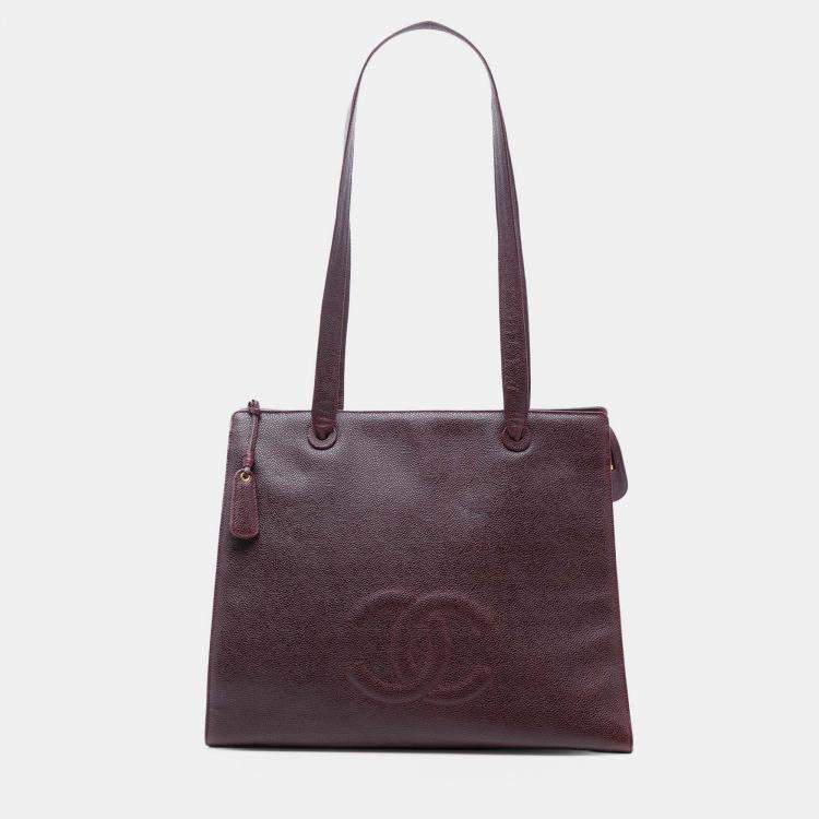 Pre Owned Chanel Red CC Caviar Tote