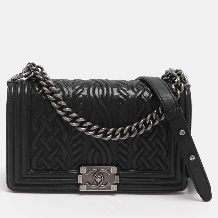 Pre Owned Chanel Medium Paris-Edinburgh Celtic Boy Red Leather Flap Shoulder Bag