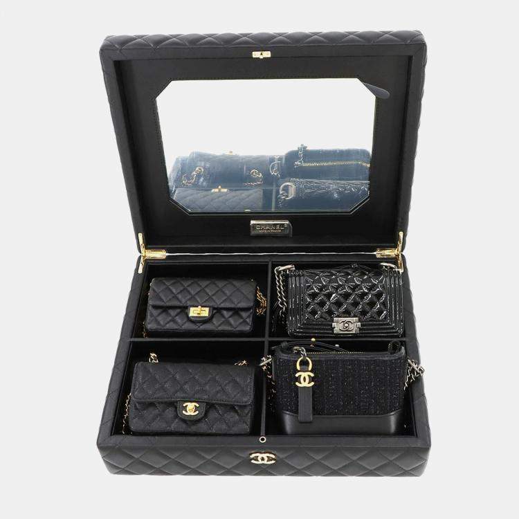 Pre Owned Chanel Success Story Black Set Of 4 Mini Bags With Quilted Trunk