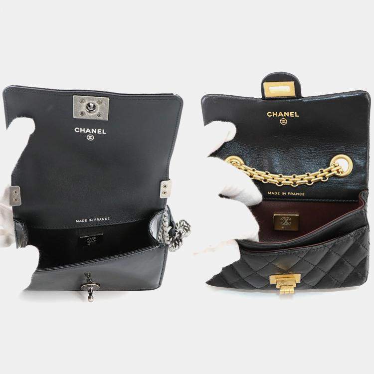 Pre Owned Chanel Success Story Black Set Of 4 Mini Bags With Quilted Trunk